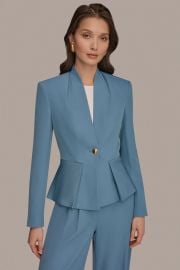 COLLARLESS PLEATED PEPLUM BLAZER at Donna Karan